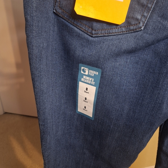NWT Carhartt Relaxed Fit Women's Blue Denim Pants. Size 8 - Picture 7 of 10